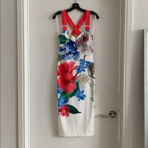 Ted Baker Floral Print Bodycon w/ Full Back Zip